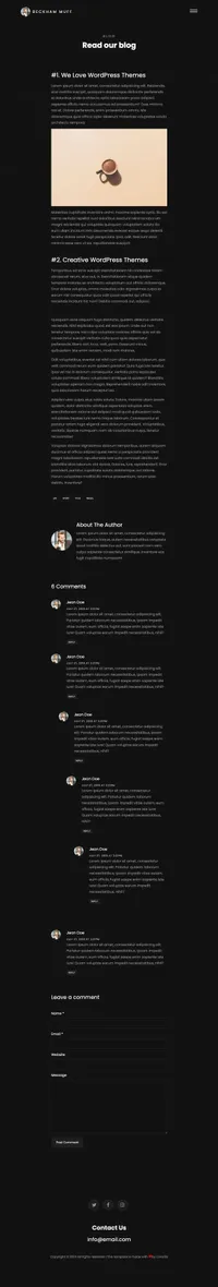 beckham mini website template desktop screenshot