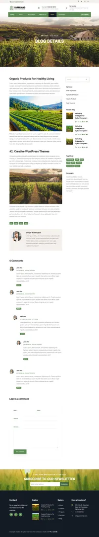 farmland mini website template desktop screenshot