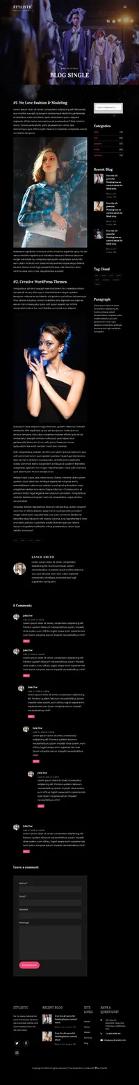 stylistic mini website template desktop screenshot