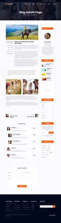 education mini website template desktop screenshot