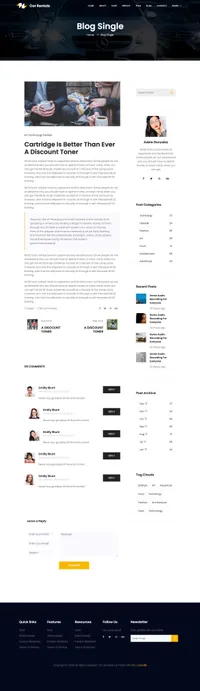 car-rental mini website template desktop screenshot