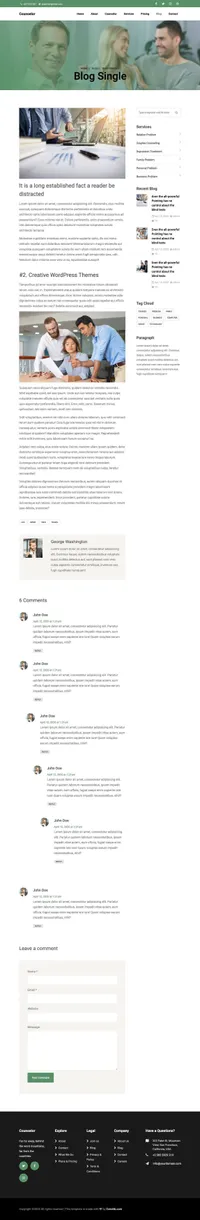counselor mini website template desktop screenshot
