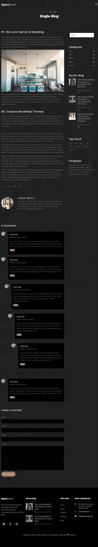 spacewood mini website template desktop screenshot