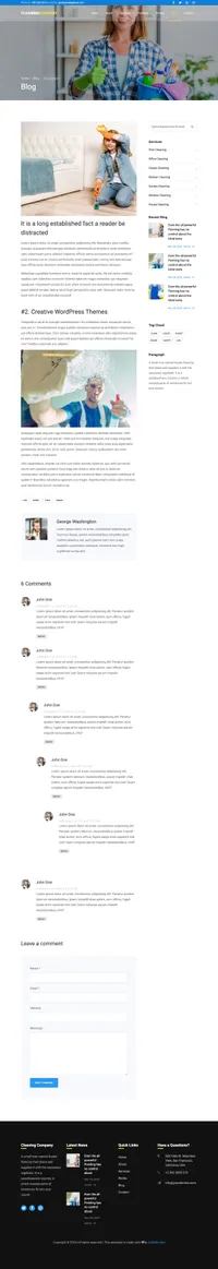 cleaning-company mini website template desktop screenshot