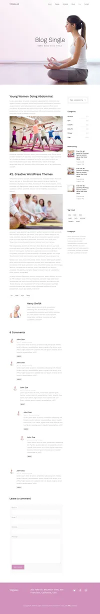 yogalax mini website template desktop screenshot