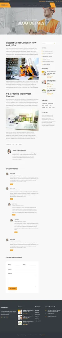 buildream mini website template desktop screenshot