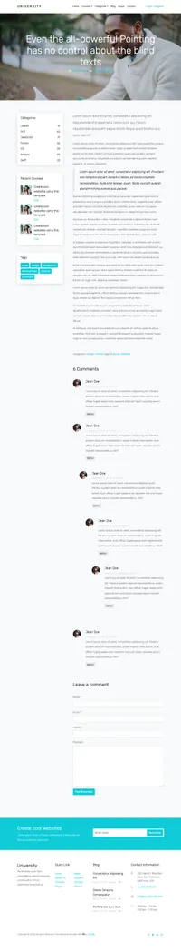 university mini website template desktop screenshot