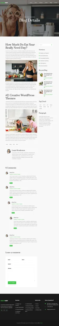 healthvest mini website template desktop screenshot