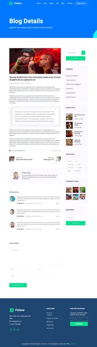 finlone mini website template desktop screenshot