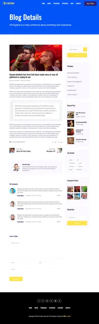 eventro mini website template desktop screenshot