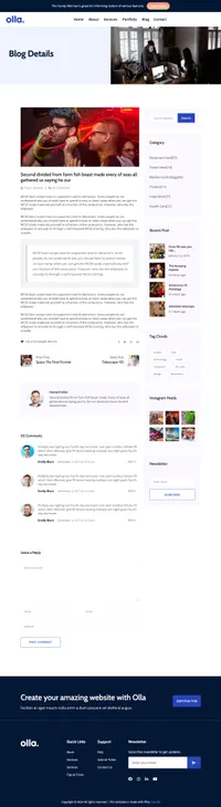 olla mini website template desktop screenshot