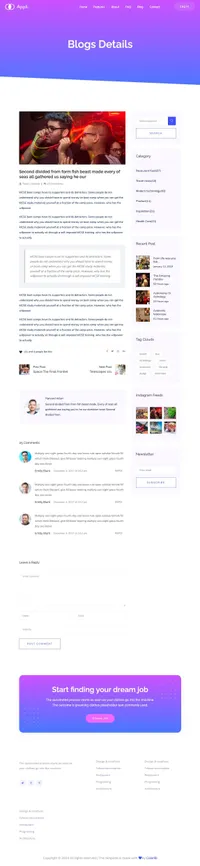 appli mini website template desktop screenshot