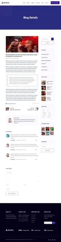 eventz mini website template desktop screenshot