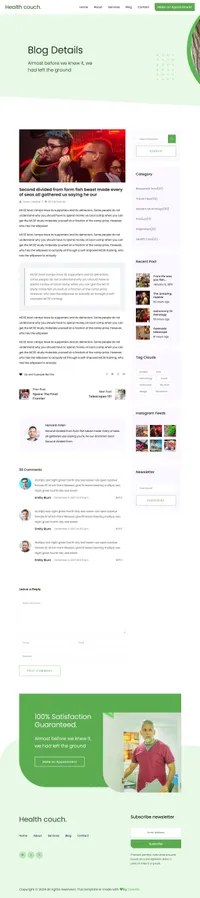 healthcouch mini website template desktop screenshot