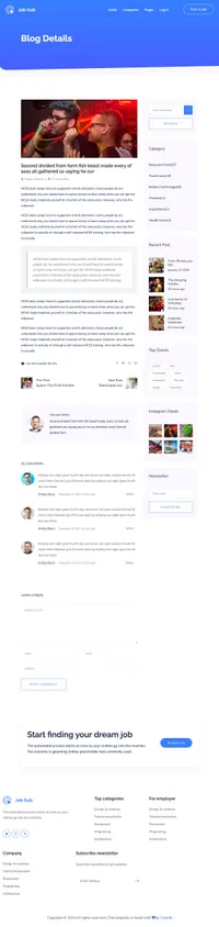 jobhub mini website template desktop screenshot