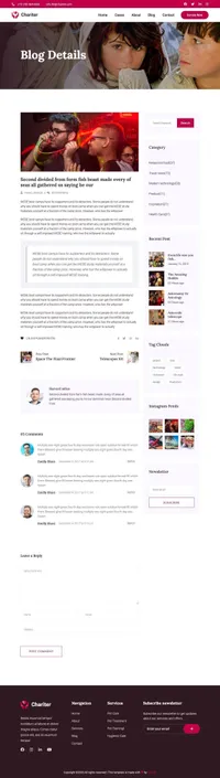 chariter mini website template desktop screenshot