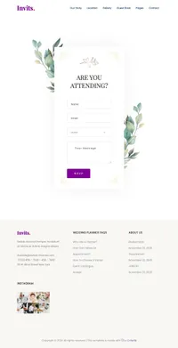 invits mini website template desktop screenshot