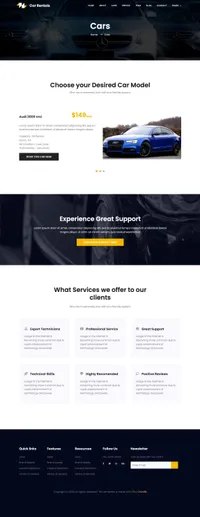 car-rental mini website template desktop screenshot