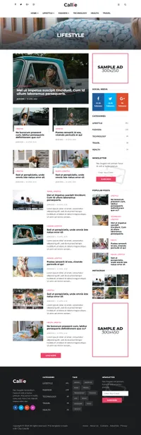 callie mini website template desktop screenshot