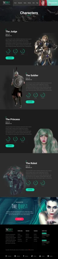 the-quest mini website template desktop screenshot