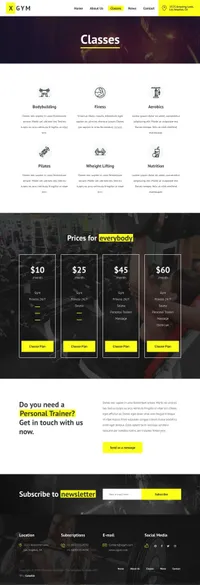 xgym mini website template desktop screenshot