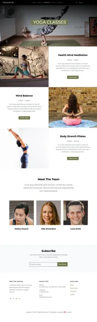 yogafun mini website template desktop screenshot