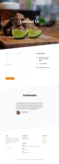 gourmet mini website template desktop screenshot