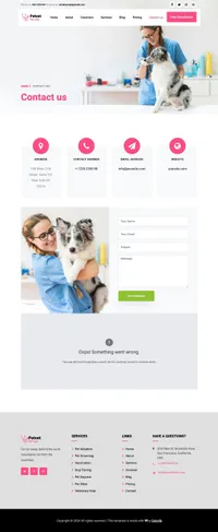 petvet mini website template desktop screenshot