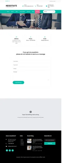 negotiate mini website template desktop screenshot