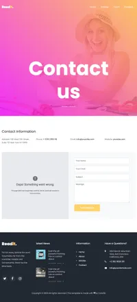 readit mini website template desktop screenshot