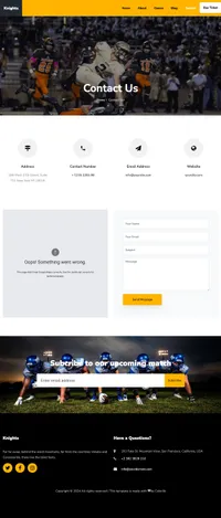 knights mini website template desktop screenshot
