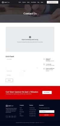 justlaw mini website template desktop screenshot