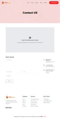 petcare mini website template desktop screenshot