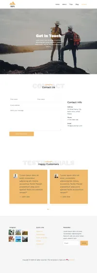 trips mini website template desktop screenshot