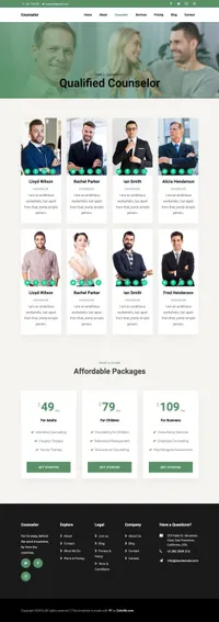 counselor mini website template desktop screenshot