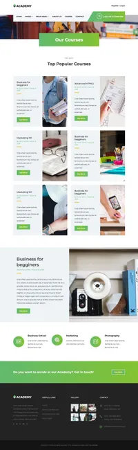 academy mini website template desktop screenshot
