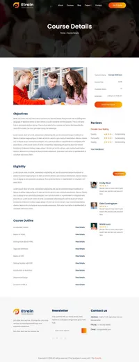 etrain mini website template desktop screenshot