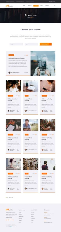 elearn mini website template desktop screenshot