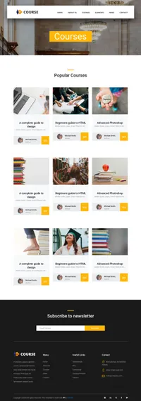 course mini website template desktop screenshot