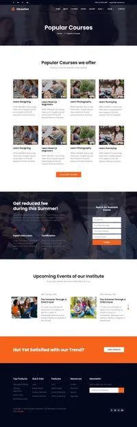 education mini website template desktop screenshot