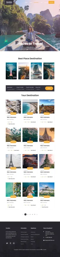 vacation mini website template desktop screenshot