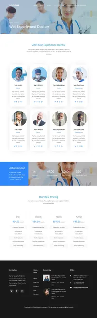 dentacare mini website template desktop screenshot