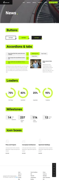 arcade mini website template desktop screenshot