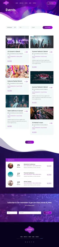 agenda mini website template desktop screenshot