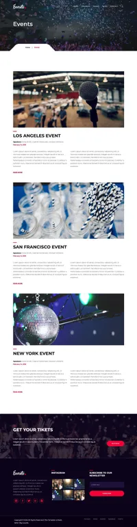 evento mini website template desktop screenshot