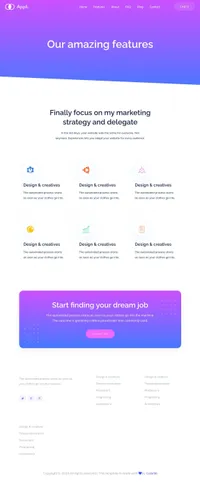 appli mini website template desktop screenshot