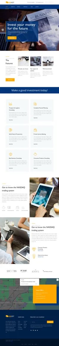 invest mini website template desktop screenshot