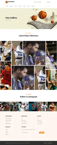 basketball mini website template desktop screenshot