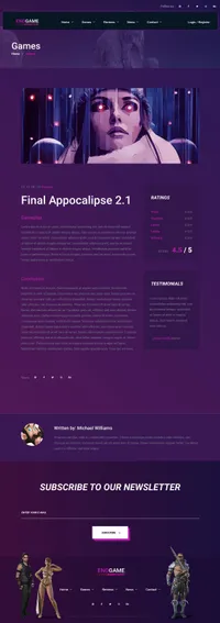 endgam mini website template desktop screenshot