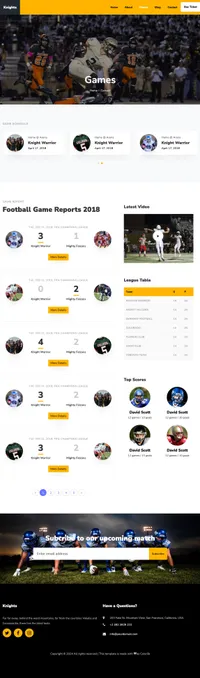 knights mini website template desktop screenshot